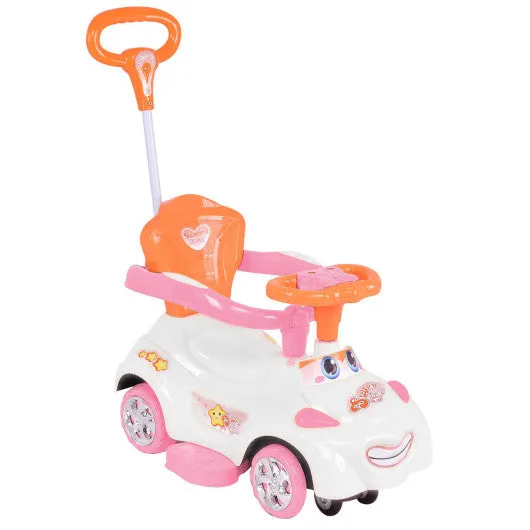 3 in 1 Kids Riding Push Sliding Swinging Car w/ Handle-White