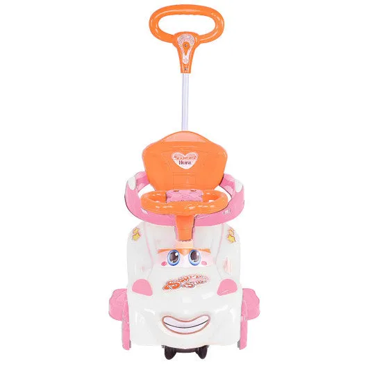 3 in 1 Kids Riding Push Sliding Swinging Car w/ Handle-White