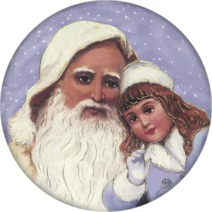 4 Inch Round Ceramic Coaster Set, Historic Santa with Child - Purple, 2 Sets of 4, 8 Pieces