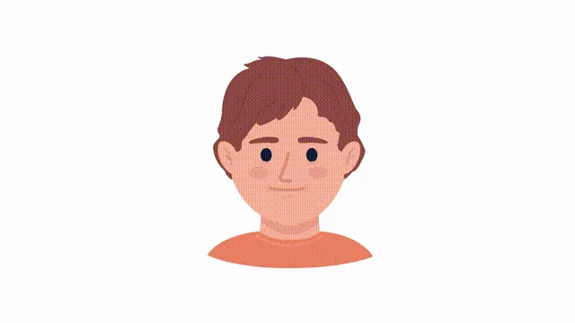 Animated boy grimacing emotion
