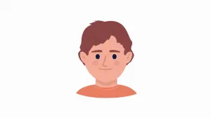 Animated boy grimacing emotion