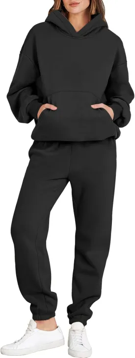 ANRABESS Womens 2 Piece Outfits Lounge Hoodie Oversized Sweatshirt Jogger Sweatpants Y2K Tracksuit Sweatsuit Set Fall Clothes