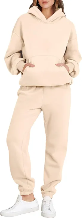 ANRABESS Womens 2 Piece Outfits Lounge Hoodie Oversized Sweatshirt Jogger Sweatpants Y2K Tracksuit Sweatsuit Set Fall Clothes