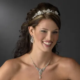 Antique Silver, Crystal Pearl Flower Headband
