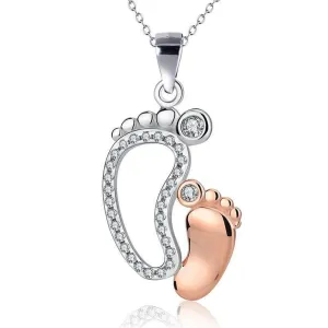 Baby Feet Necklace for Women with Cubic Zirconia