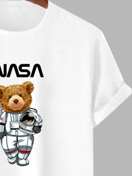 Bear Pattern T Shirt And Sweat Shorts
