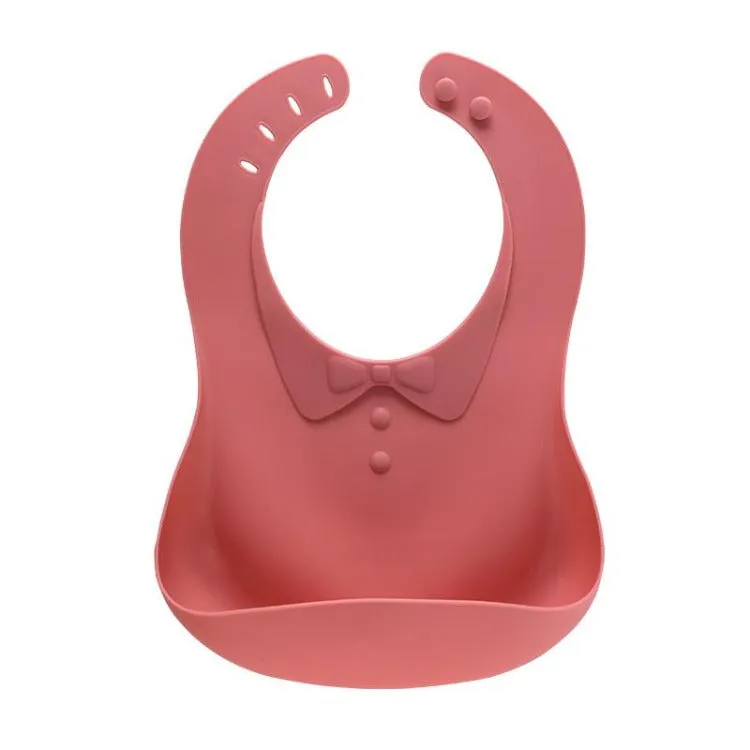 Bow Tie Silicone Bib | Coral Red