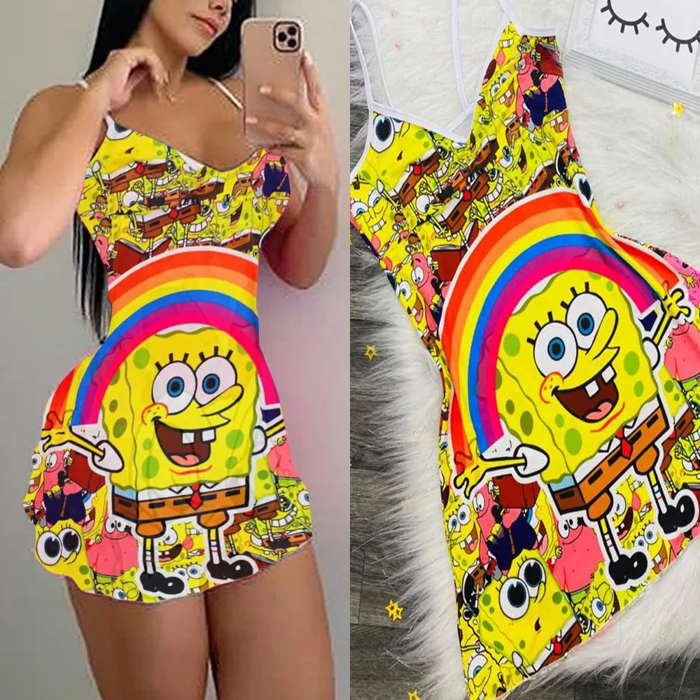 Cartoon print suspender dress（AY1566）