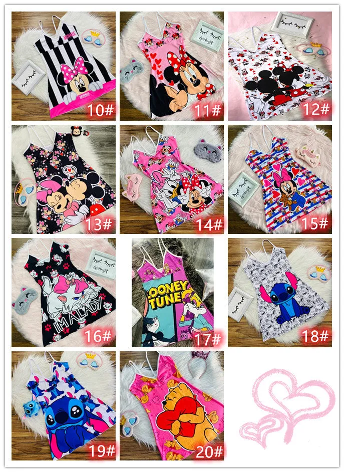 Cartoon print suspender dress（AY1566）