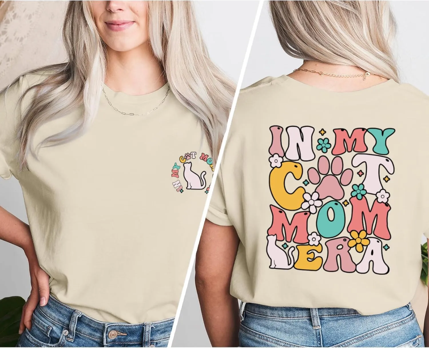 Cat Mama Shirts for Women in My Cat Mom Era T Shirt Funny Graphic Tees Cute Pet Lover Gift Casual Summer Tee Tops