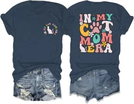 Cat Mama Shirts for Women in My Cat Mom Era T Shirt Funny Graphic Tees Cute Pet Lover Gift Casual Summer Tee Tops