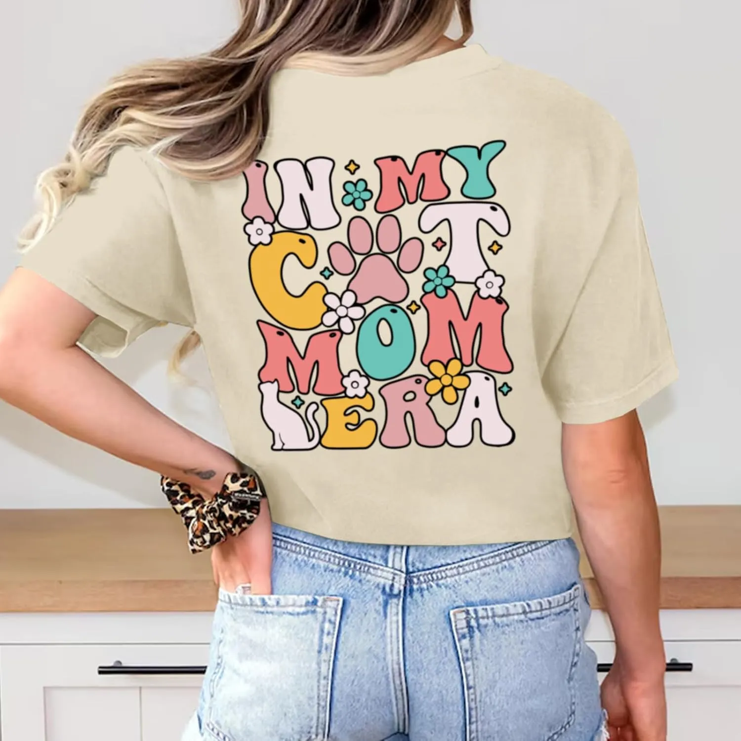 Cat Mama Shirts for Women in My Cat Mom Era T Shirt Funny Graphic Tees Cute Pet Lover Gift Casual Summer Tee Tops