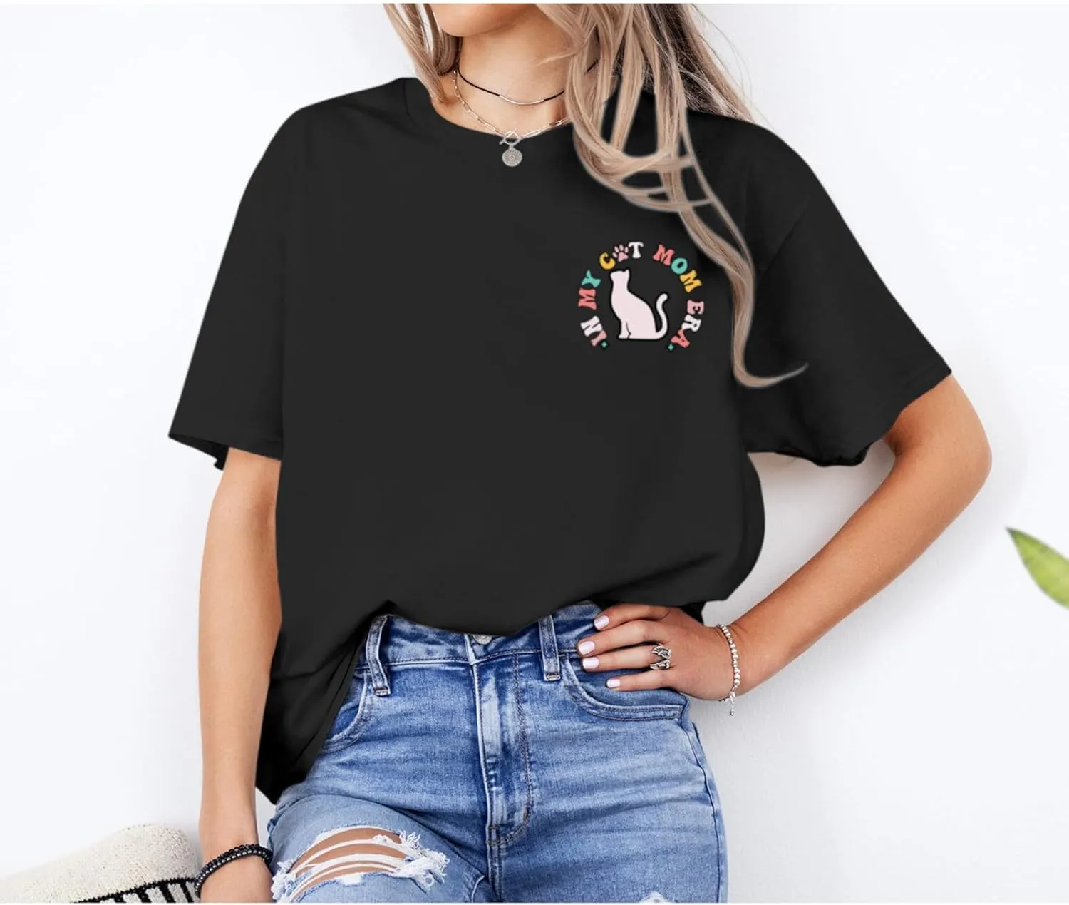 Cat Mama Shirts for Women in My Cat Mom Era T Shirt Funny Graphic Tees Cute Pet Lover Gift Casual Summer Tee Tops