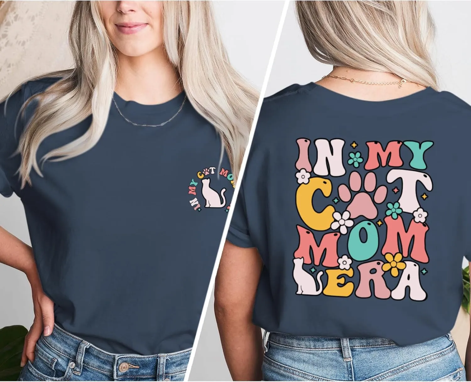 Cat Mama Shirts for Women in My Cat Mom Era T Shirt Funny Graphic Tees Cute Pet Lover Gift Casual Summer Tee Tops