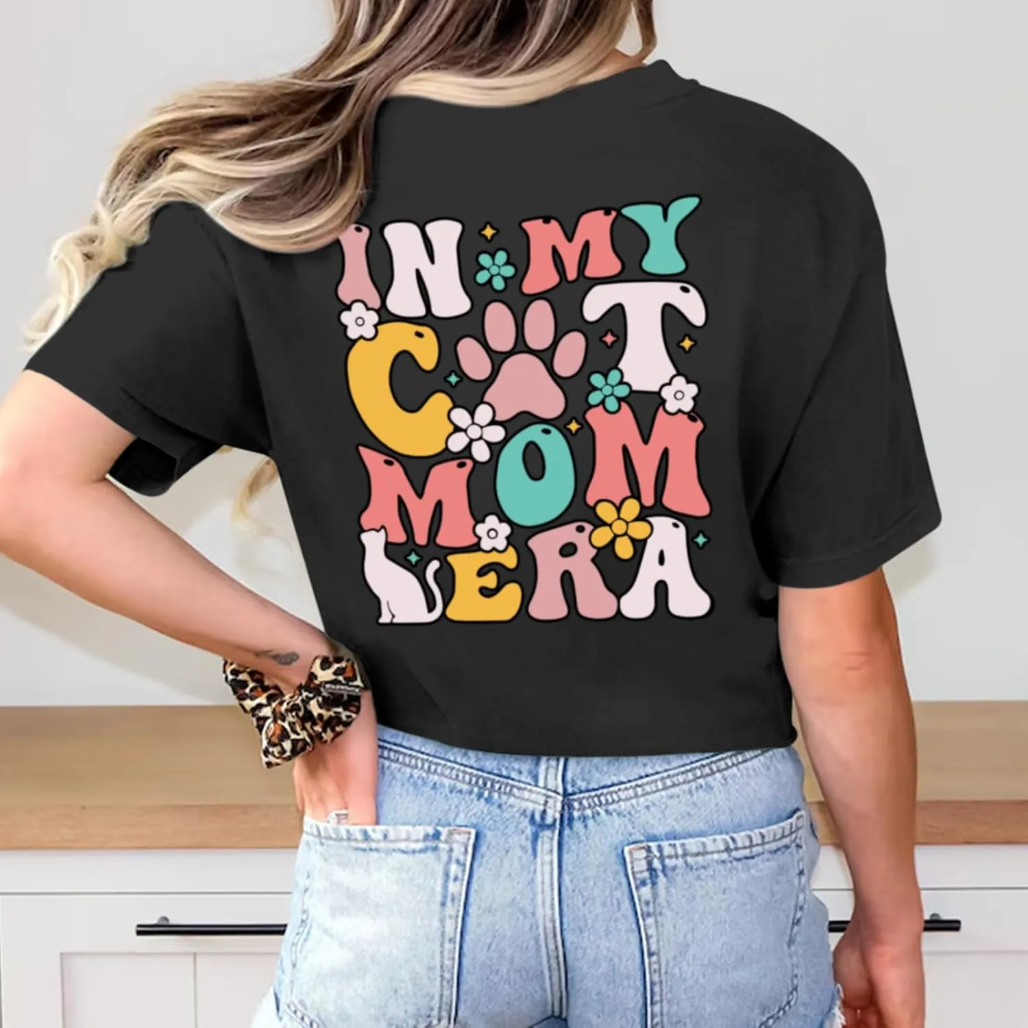 Cat Mama Shirts for Women in My Cat Mom Era T Shirt Funny Graphic Tees Cute Pet Lover Gift Casual Summer Tee Tops