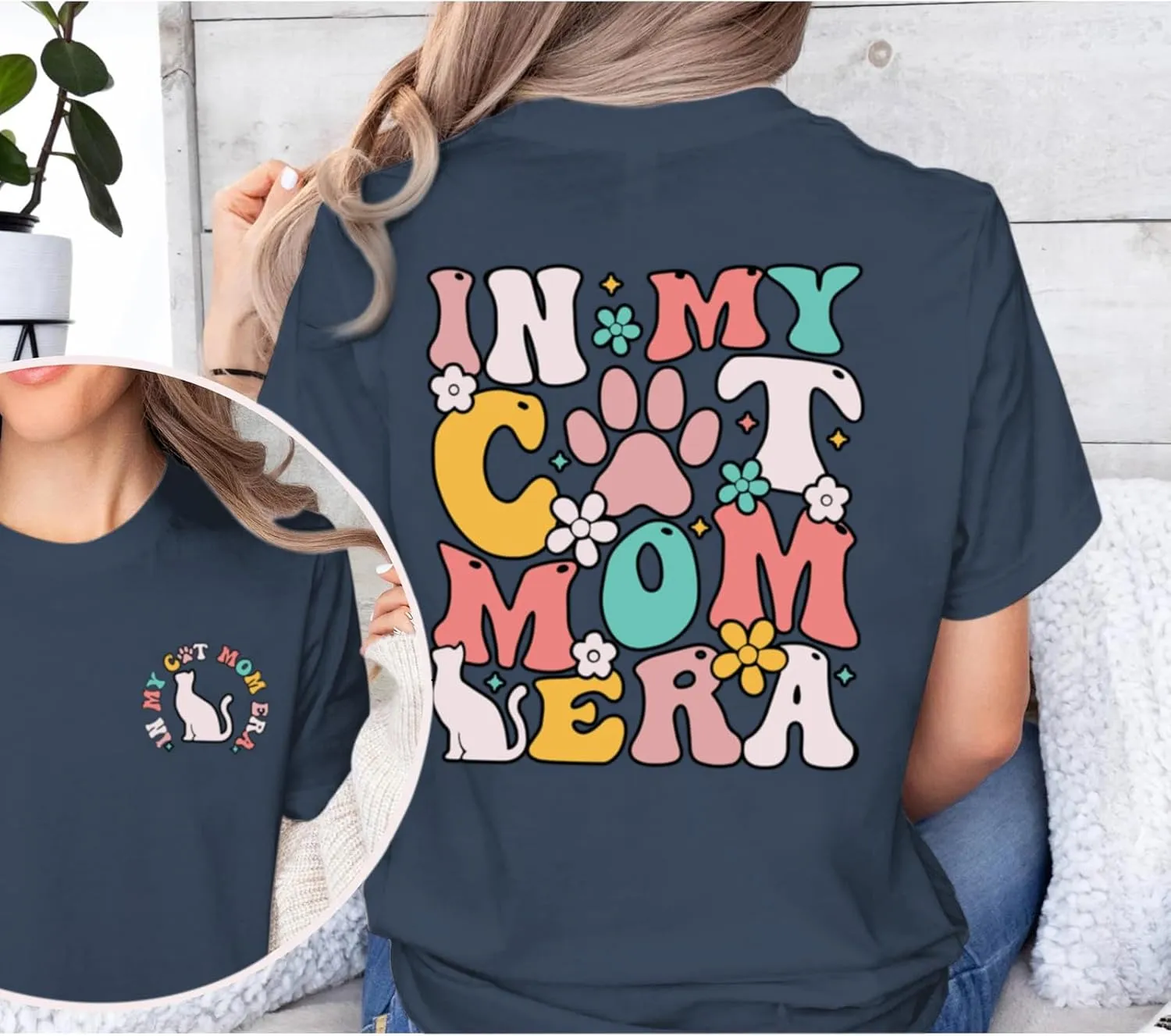 Cat Mama Shirts for Women in My Cat Mom Era T Shirt Funny Graphic Tees Cute Pet Lover Gift Casual Summer Tee Tops