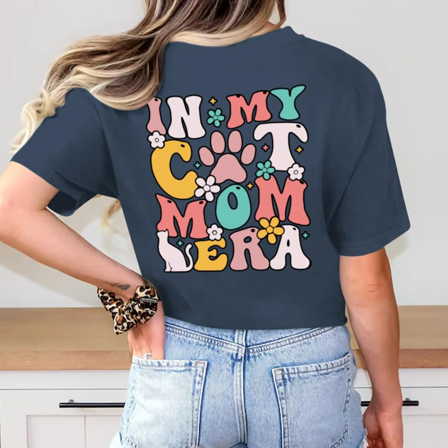 Cat Mama Shirts for Women in My Cat Mom Era T Shirt Funny Graphic Tees Cute Pet Lover Gift Casual Summer Tee Tops