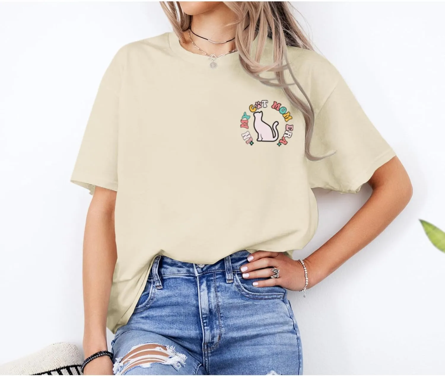 Cat Mama Shirts for Women in My Cat Mom Era T Shirt Funny Graphic Tees Cute Pet Lover Gift Casual Summer Tee Tops