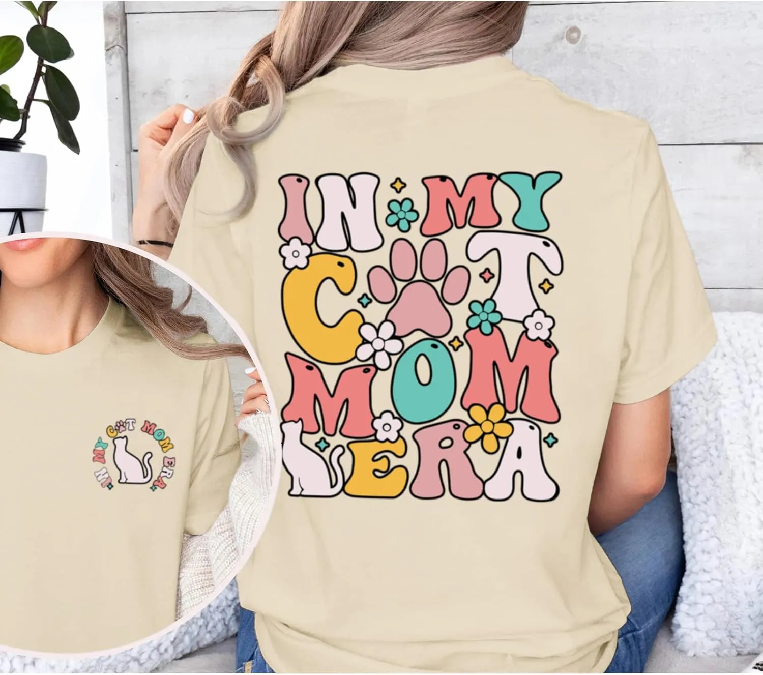 Cat Mama Shirts for Women in My Cat Mom Era T Shirt Funny Graphic Tees Cute Pet Lover Gift Casual Summer Tee Tops