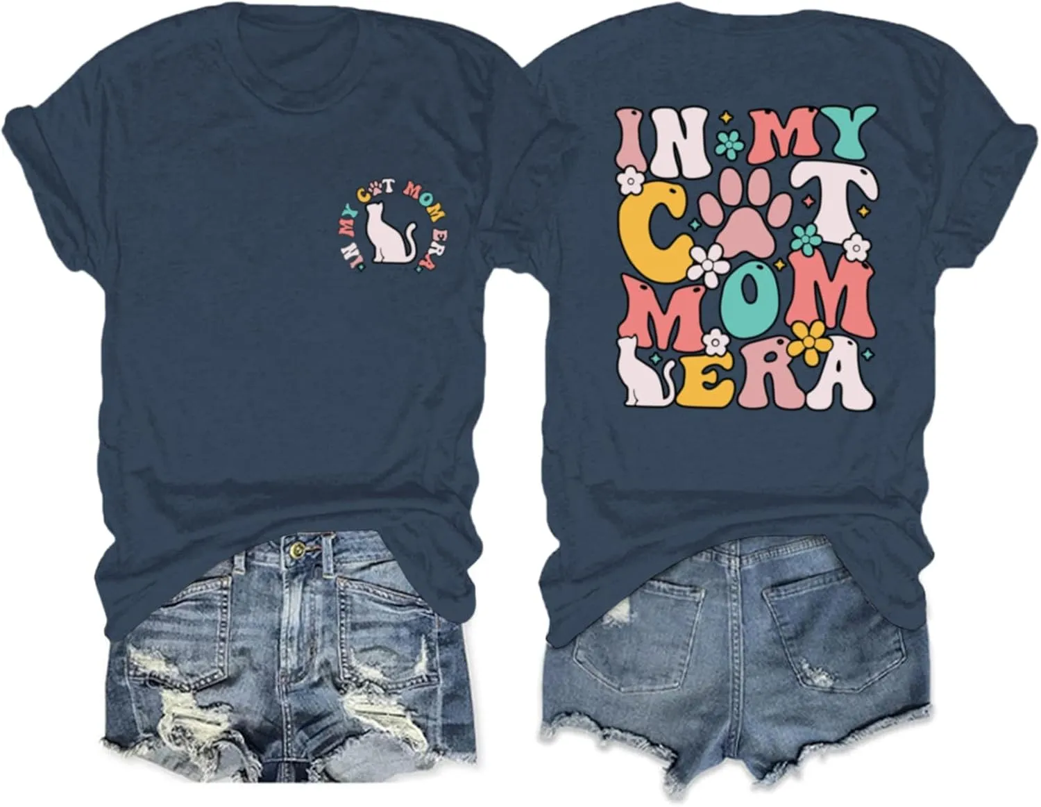 Cat Mama Shirts for Women in My Cat Mom Era T Shirt Funny Graphic Tees Cute Pet Lover Gift Casual Summer Tee Tops