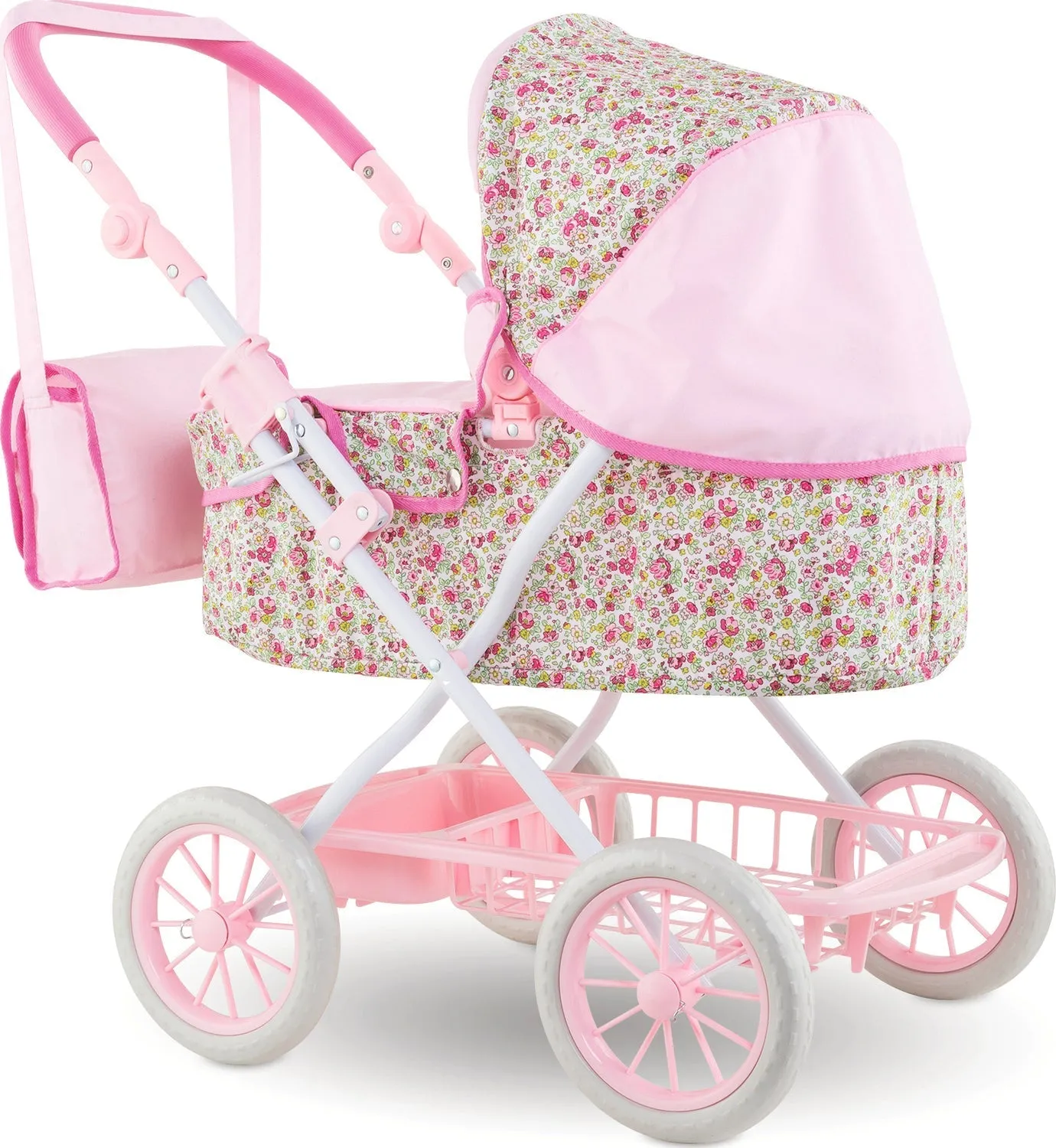 Corolle - Deluxe Floral Doll Carriage - Pram w/ Matching Tote