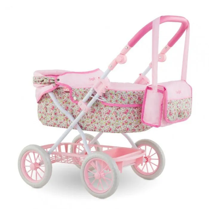 Corolle - Deluxe Floral Doll Carriage - Pram w/ Matching Tote