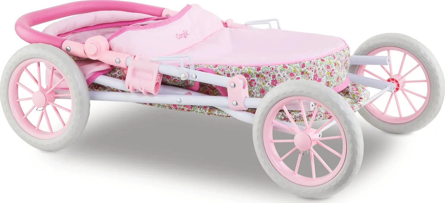 Corolle - Deluxe Floral Doll Carriage - Pram w/ Matching Tote