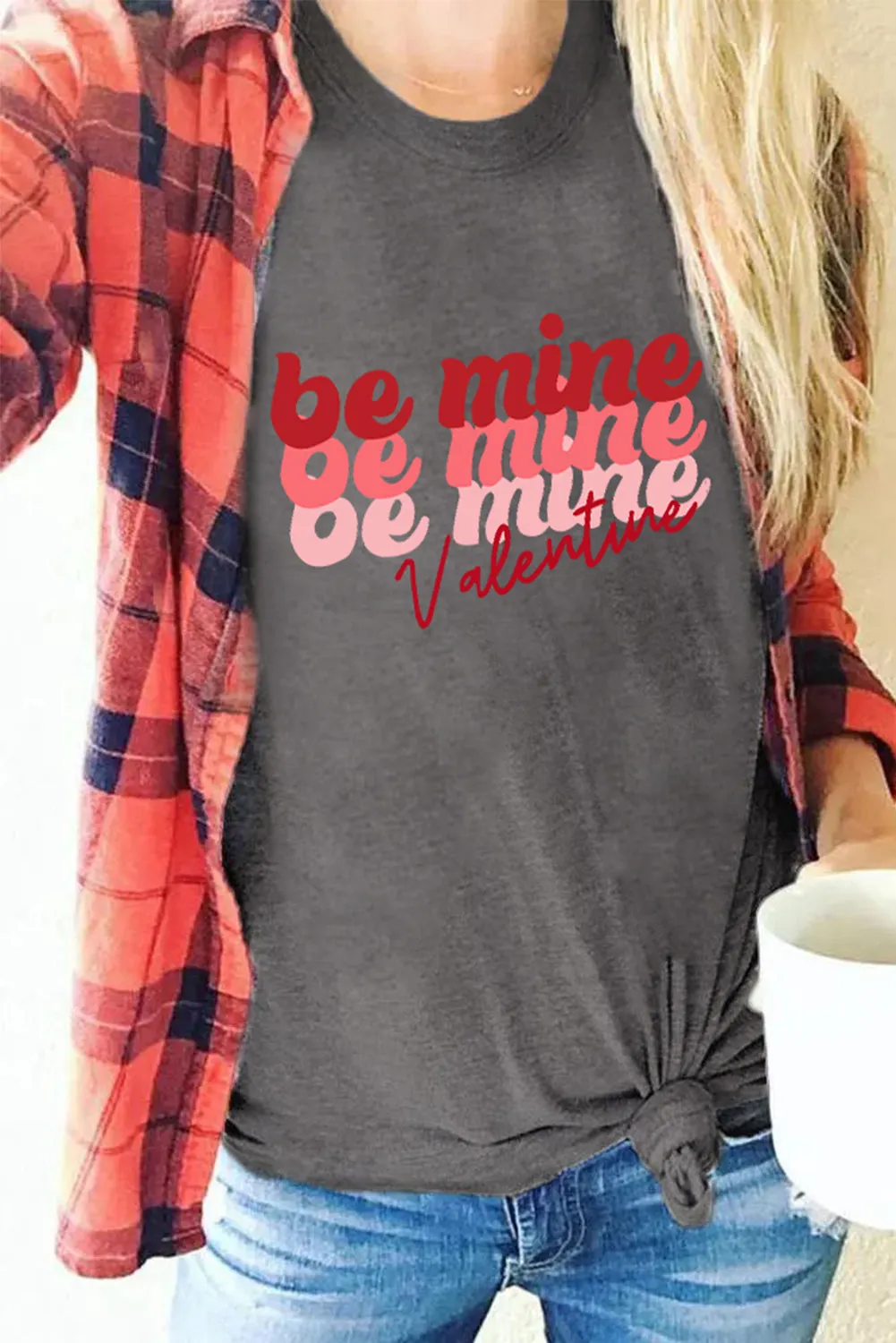 Dark Gray Valentine Shirt Short Sleeve Crew Neck T Shirt