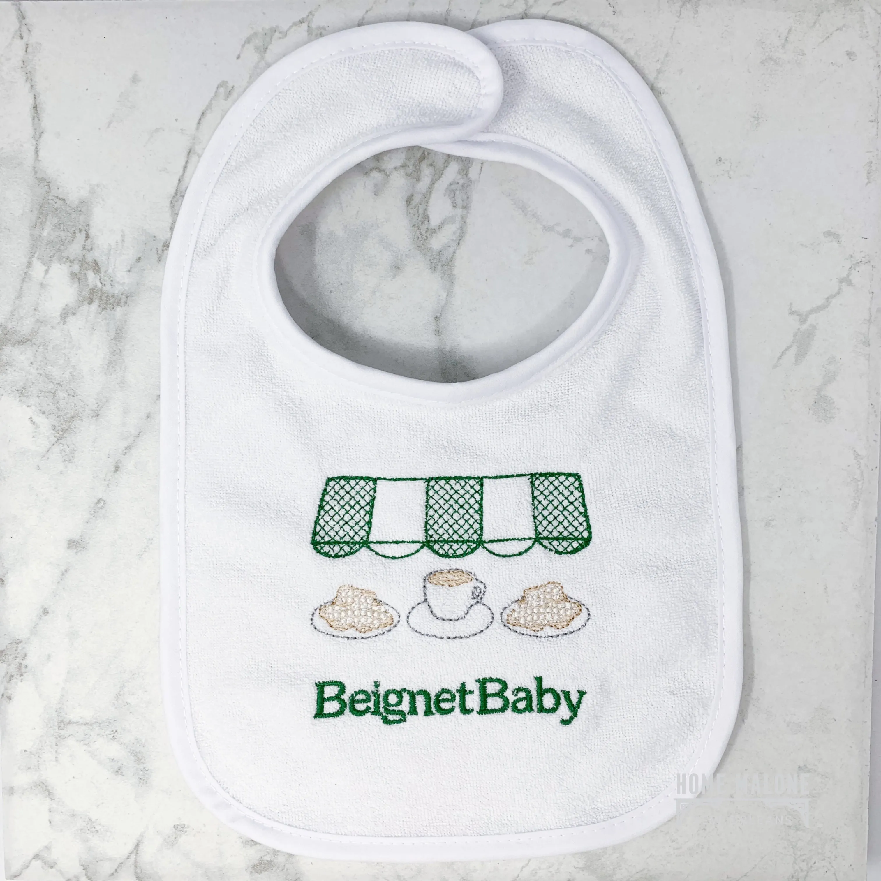 Embroidered Beignet Baby Bib
