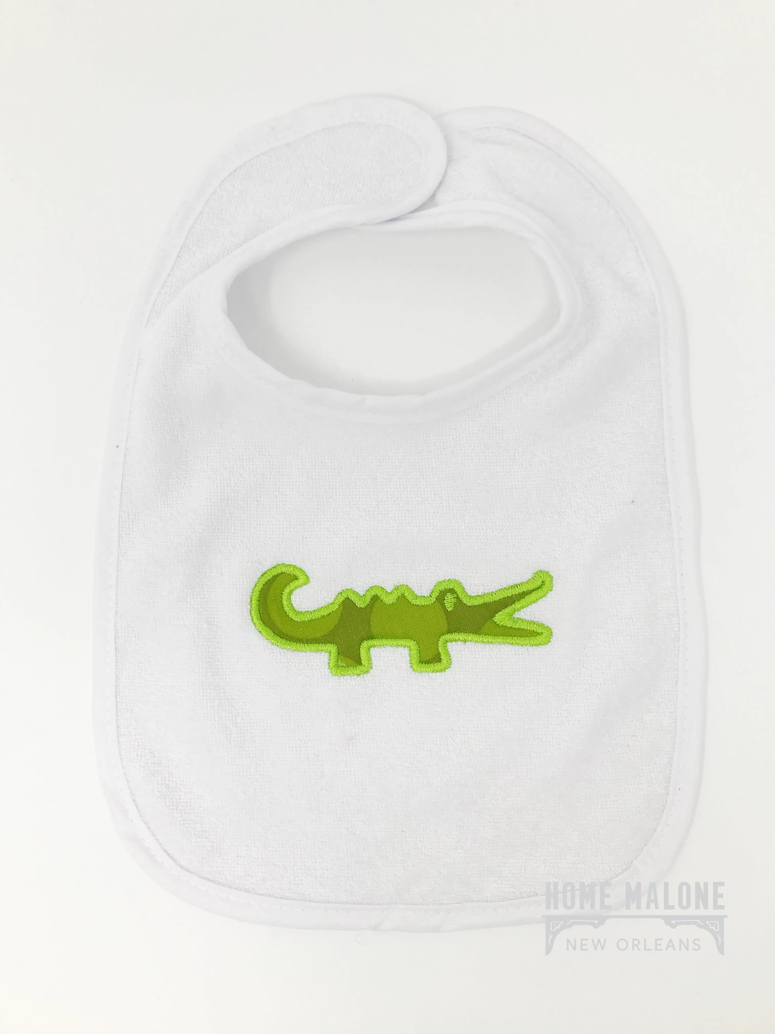 Embroidered Green Alligator Bib