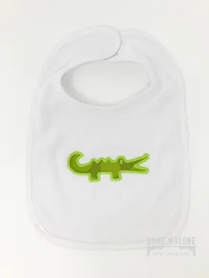 Embroidered Green Alligator Bib
