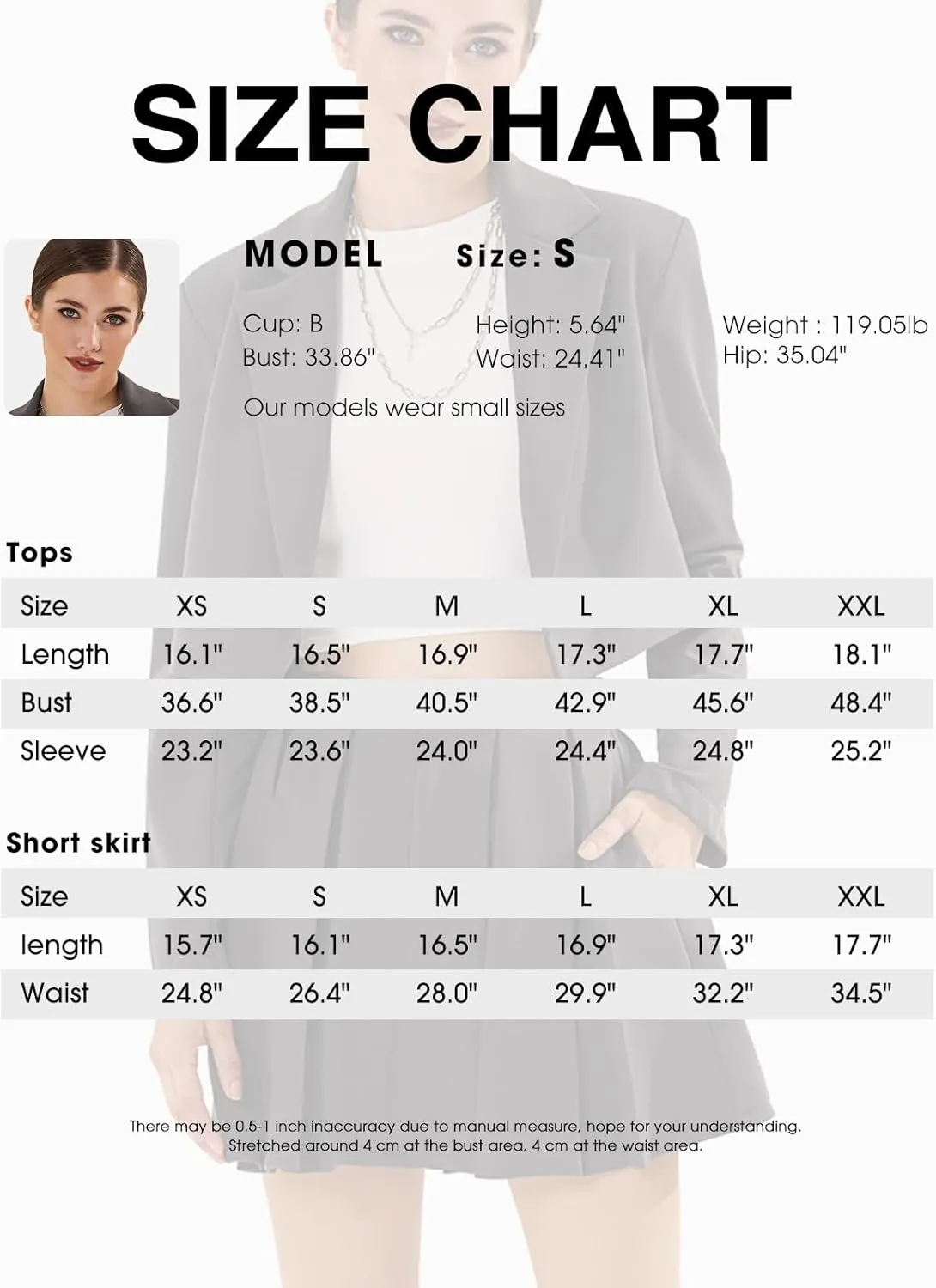EXLURA Women's Business Casual Blazer Suit Sets and Pleated Mini Skirt 2 Piece Outfits Trendy Long Sleeve Y2K Clothes 2025