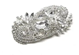 Exotic Floral Rhinestone Brooch 4" x 2" - 1 Piece