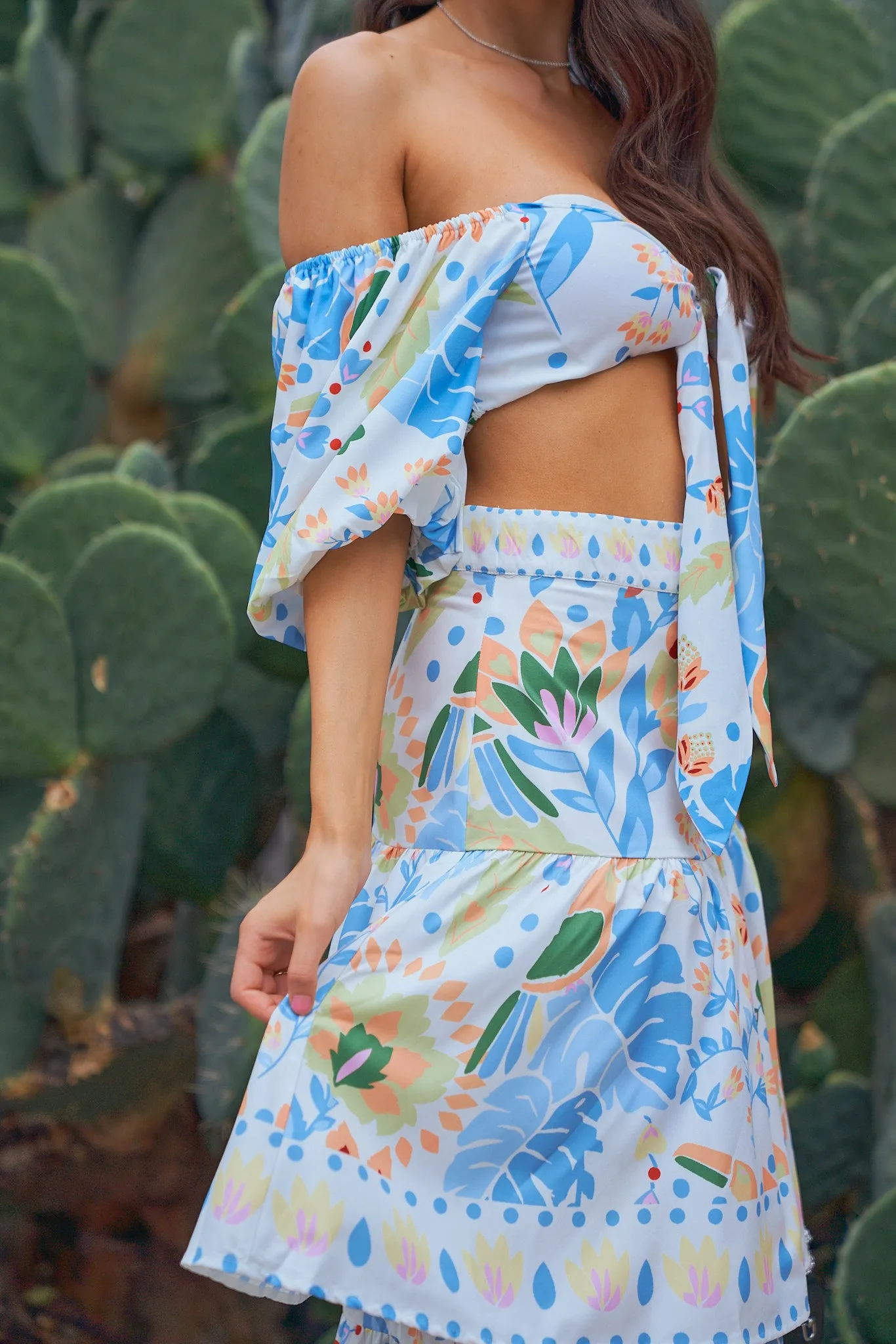 Floral Crop Top and Skirt