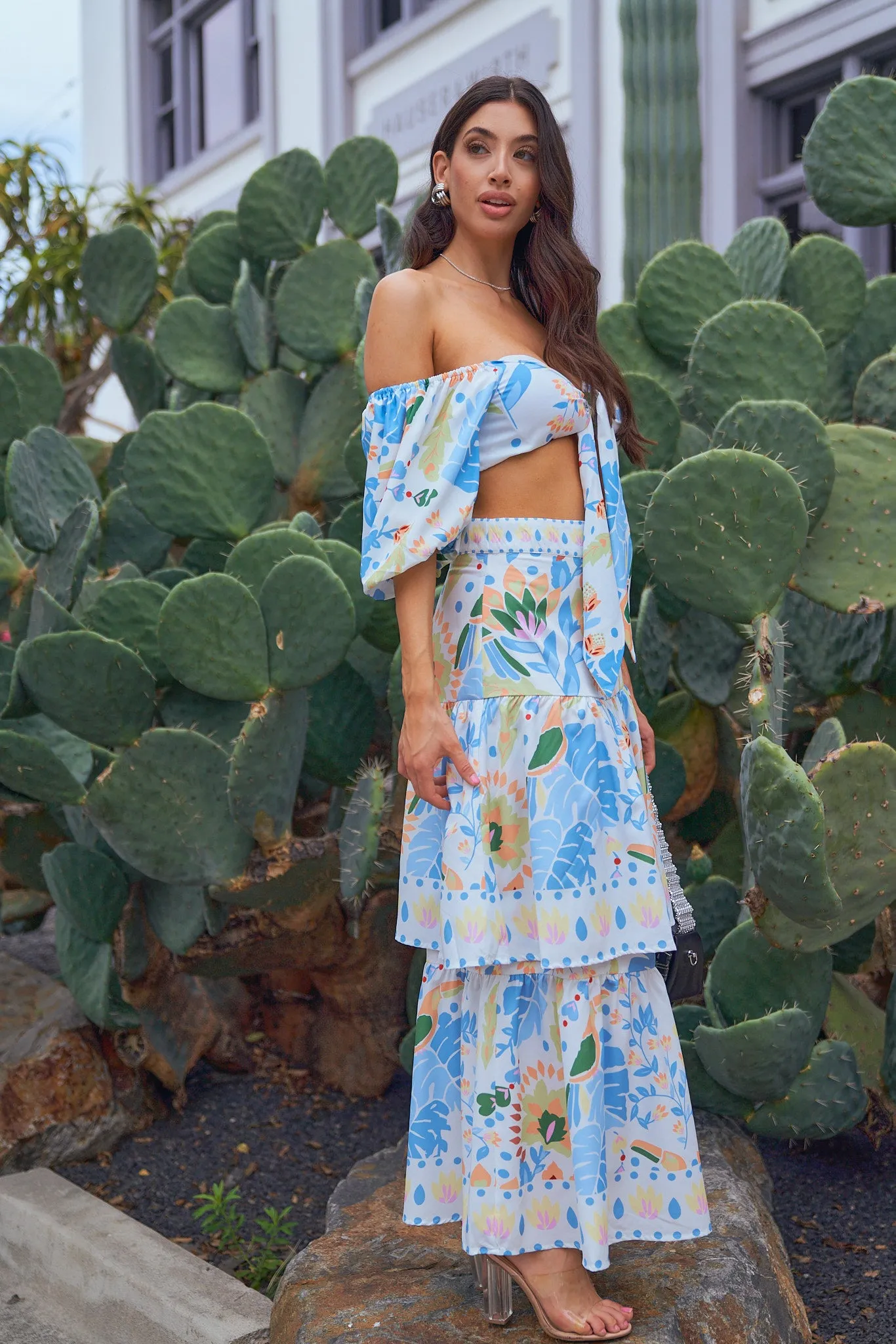Floral Crop Top and Skirt