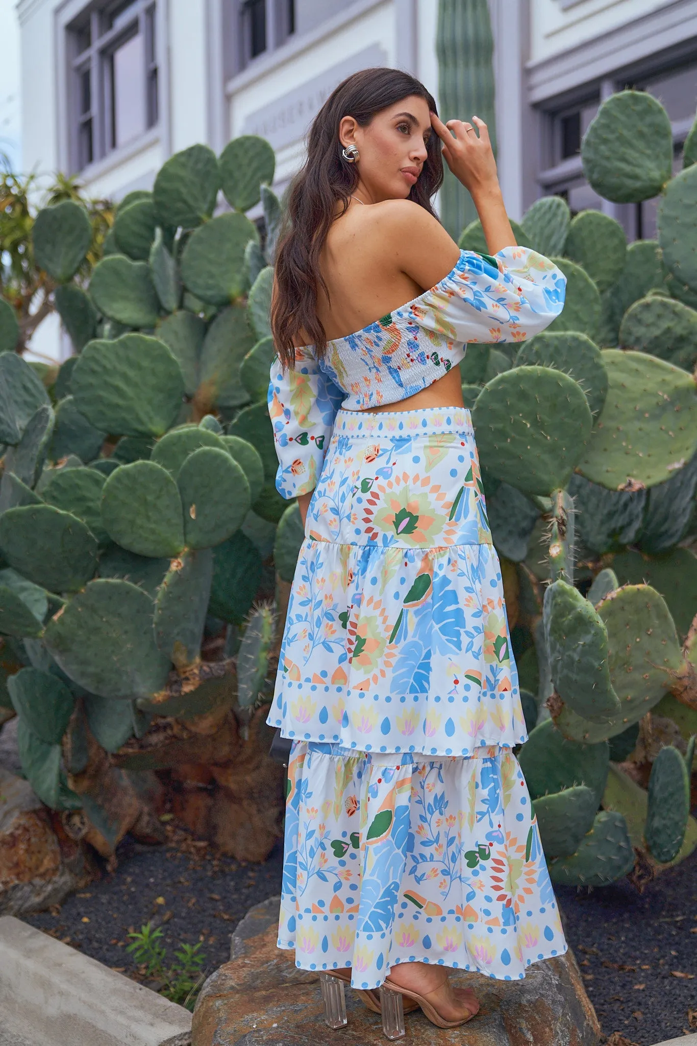 Floral Crop Top and Skirt