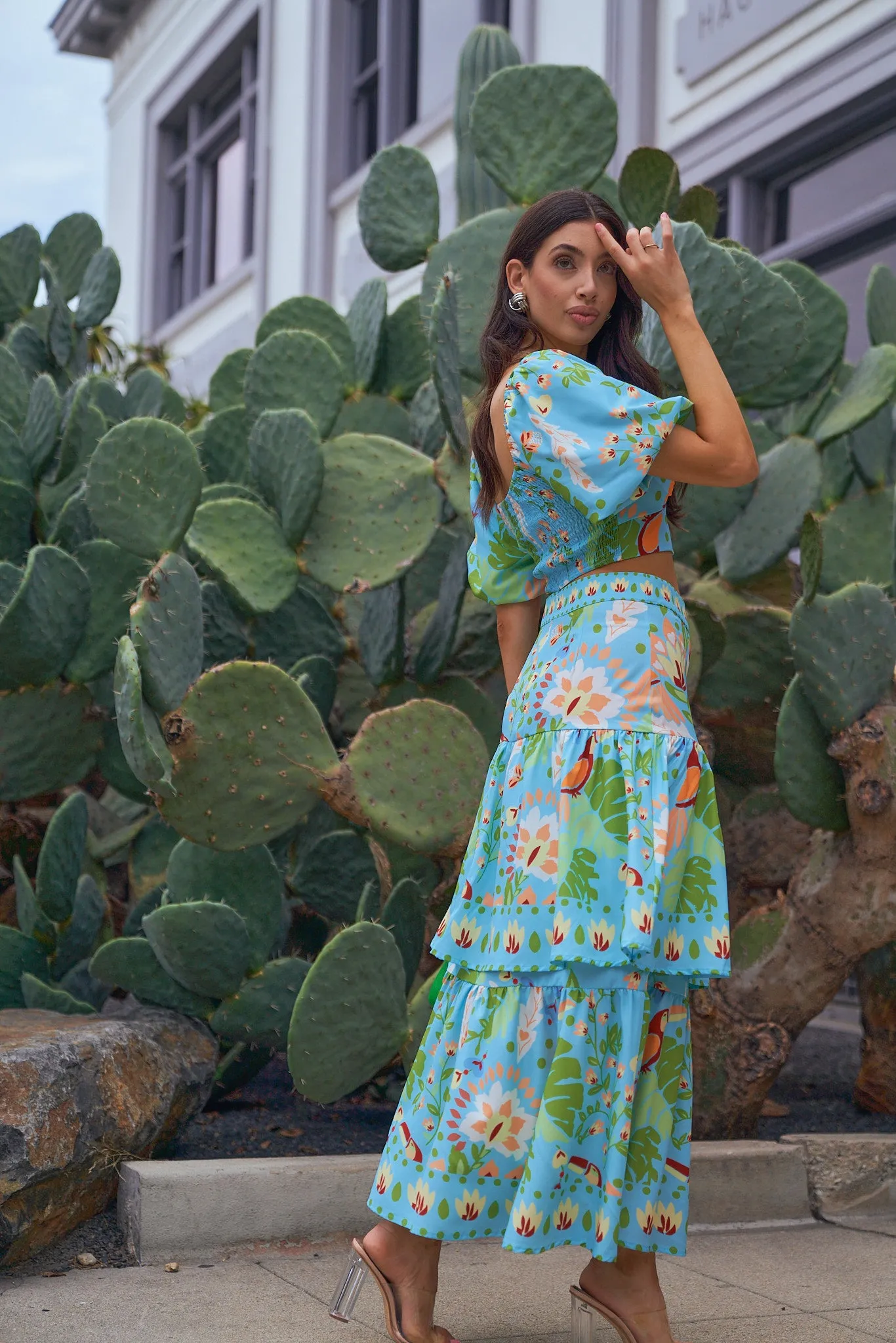 Floral Crop Top and Skirt