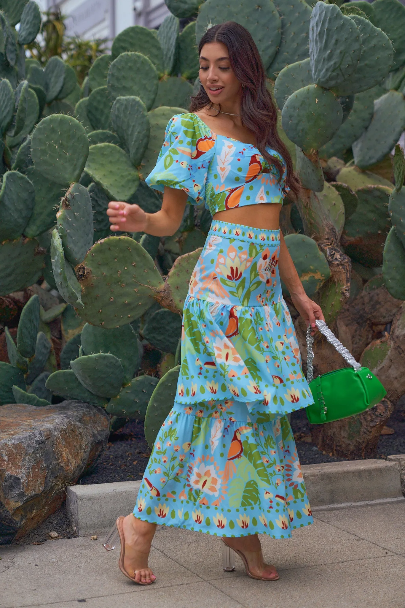 Floral Crop Top and Skirt