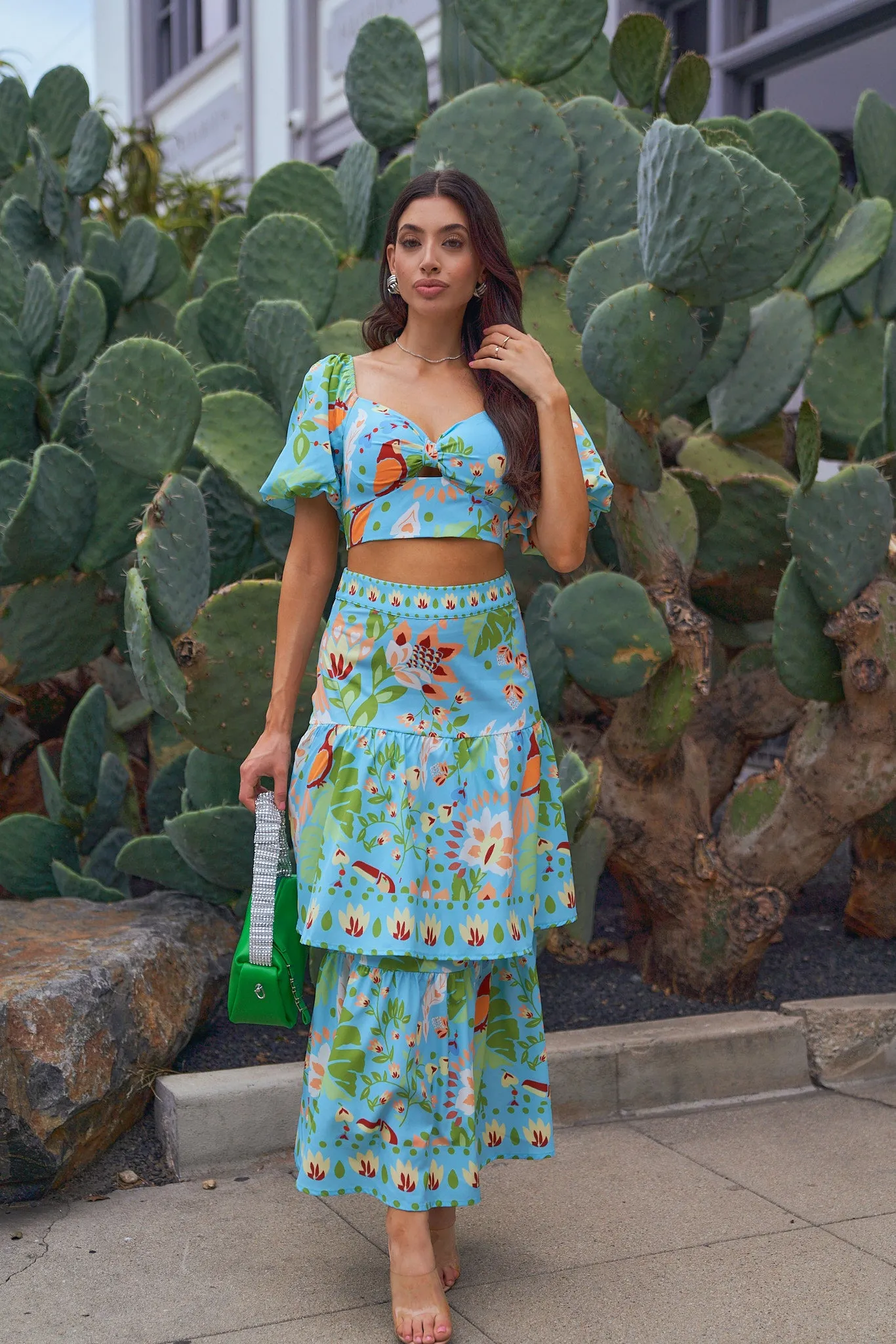 Floral Crop Top and Skirt