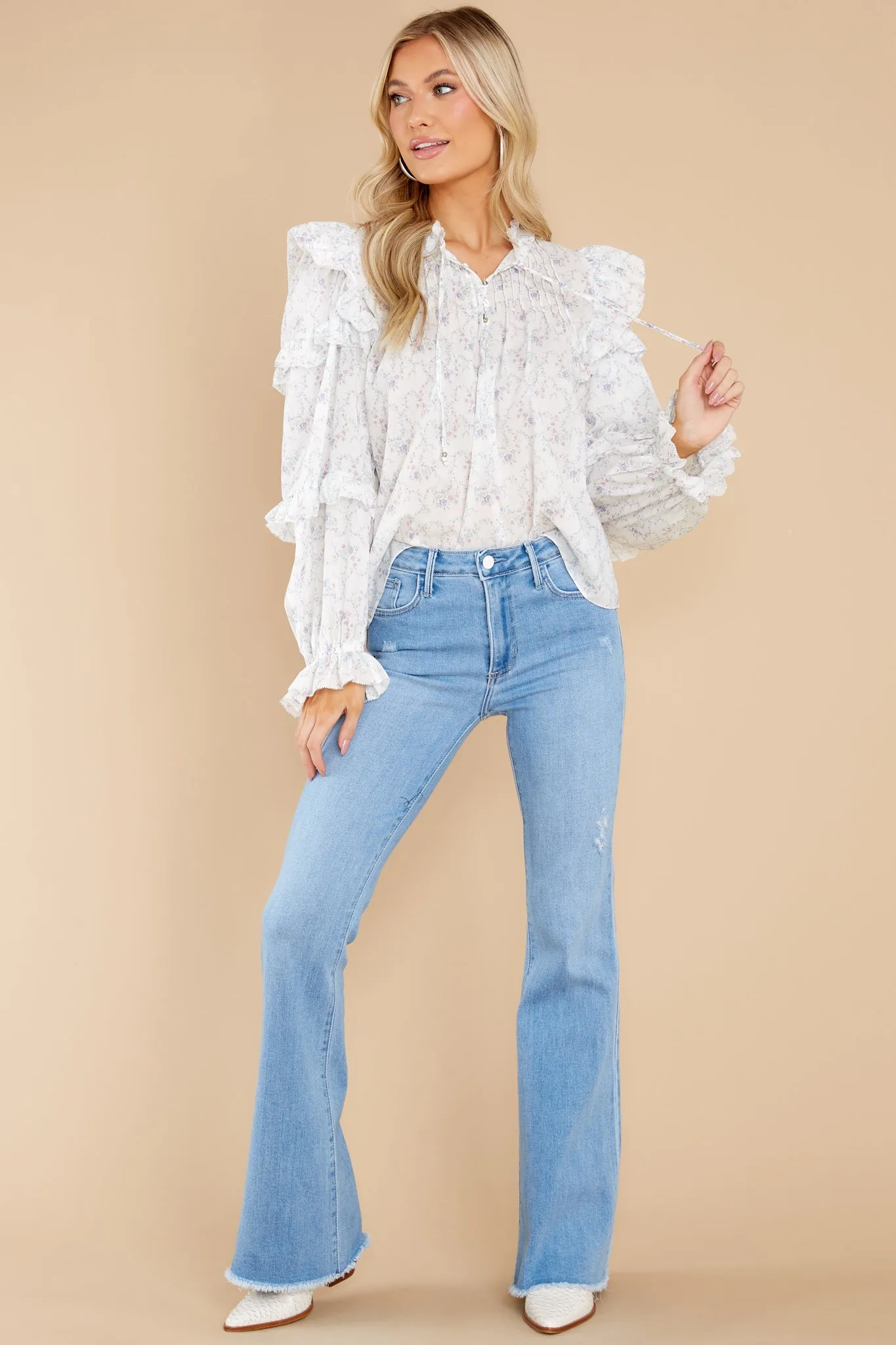 Flower Child White Floral Print Top