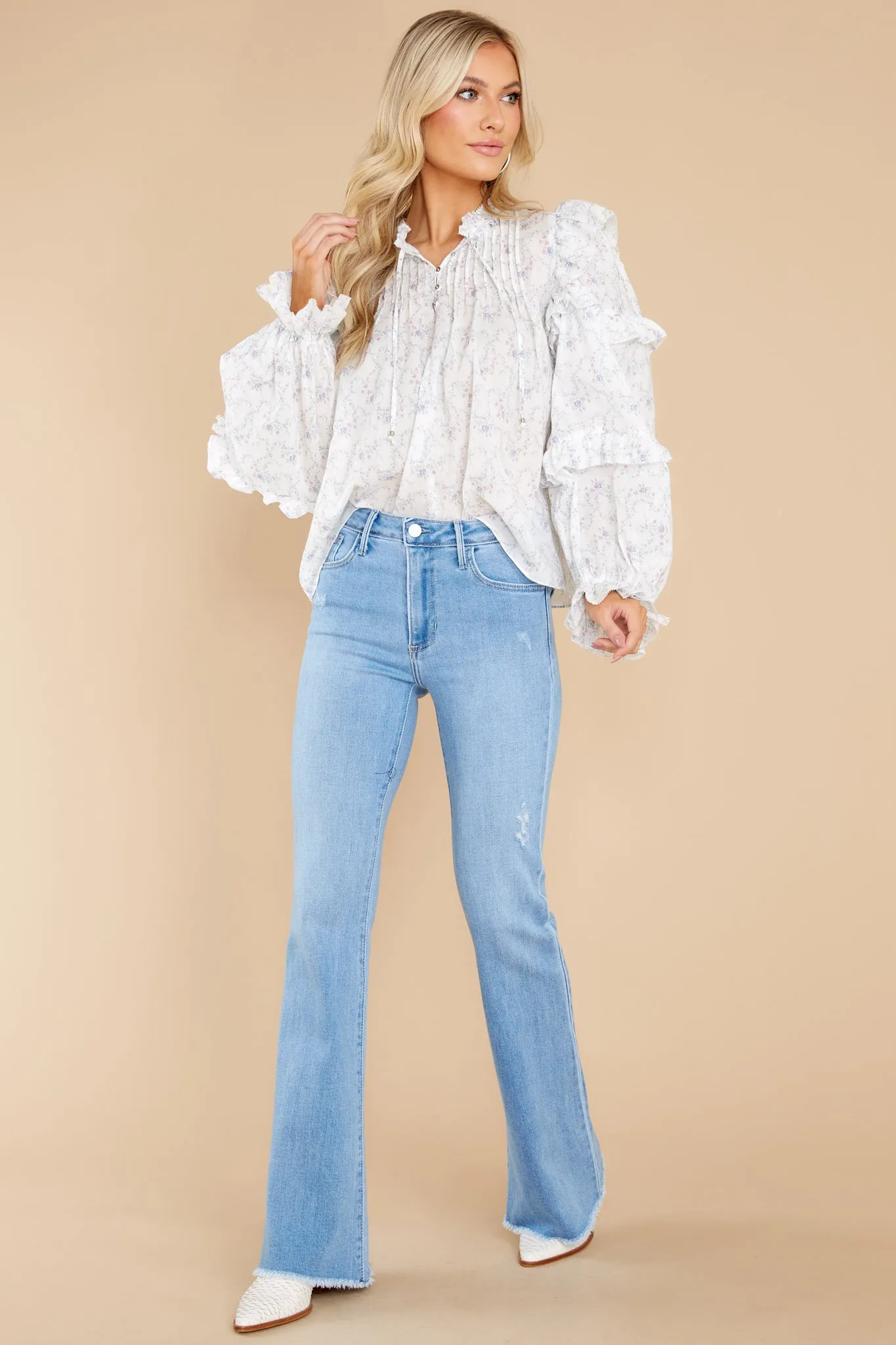 Flower Child White Floral Print Top