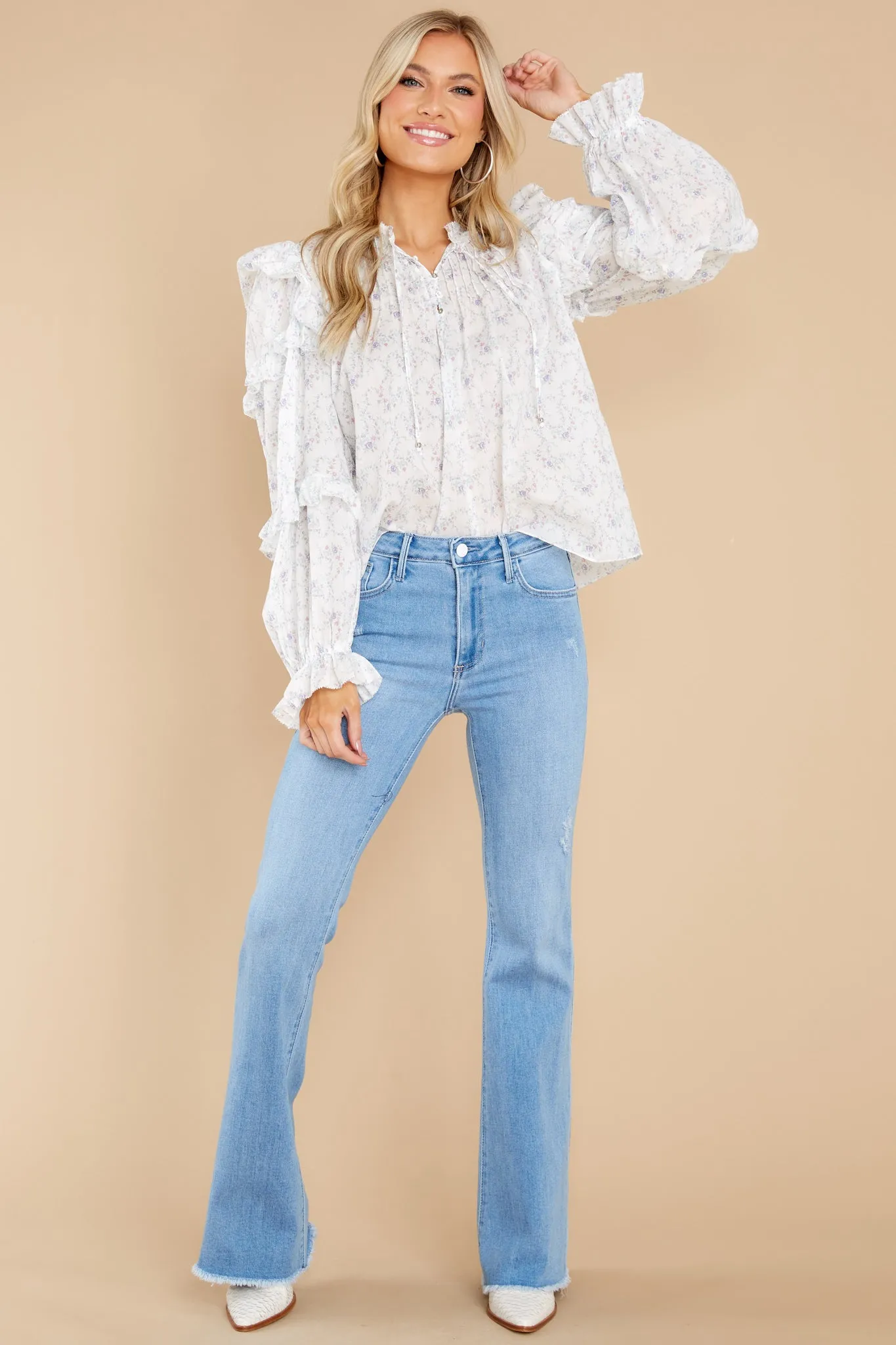 Flower Child White Floral Print Top