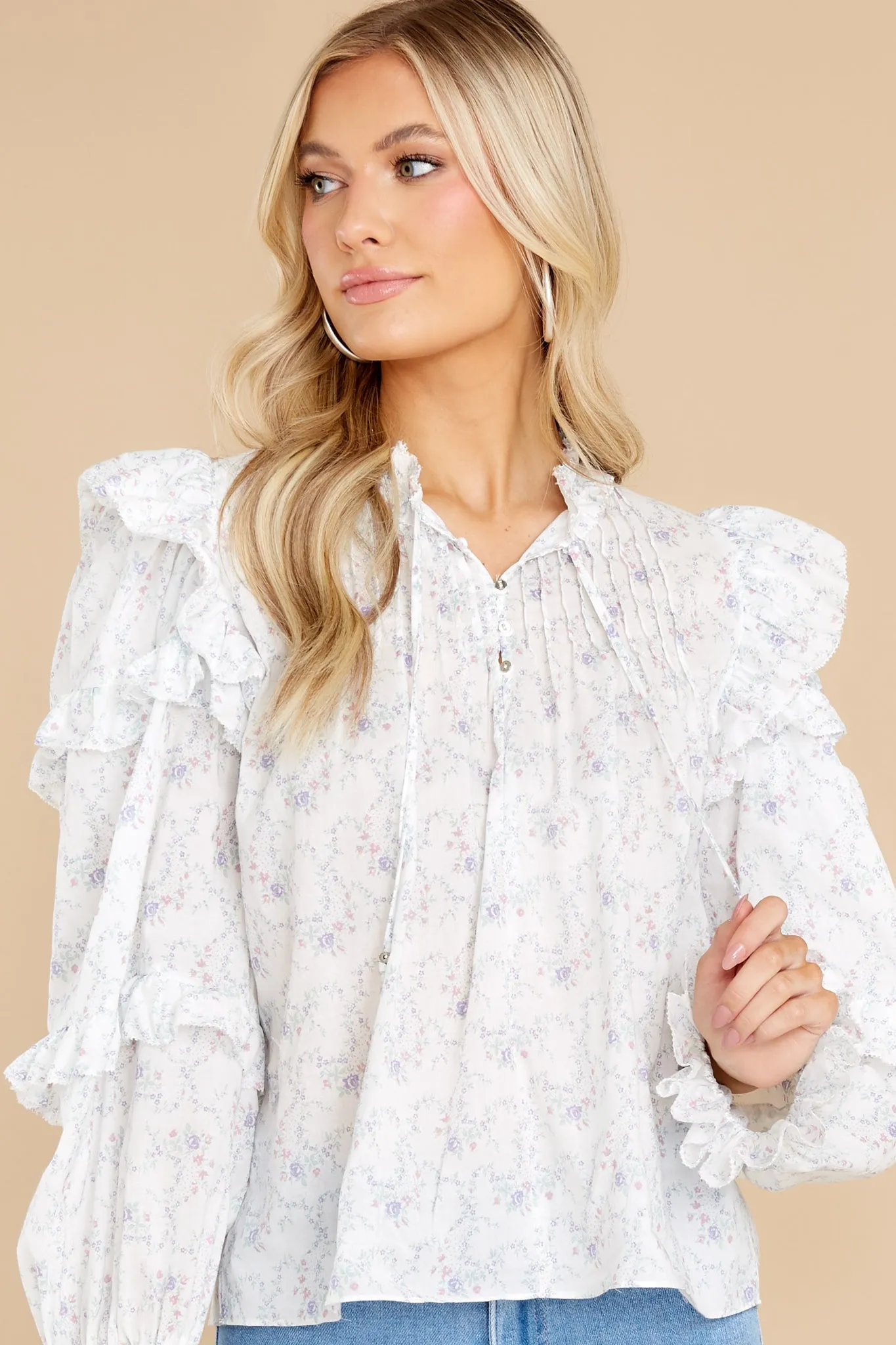 Flower Child White Floral Print Top