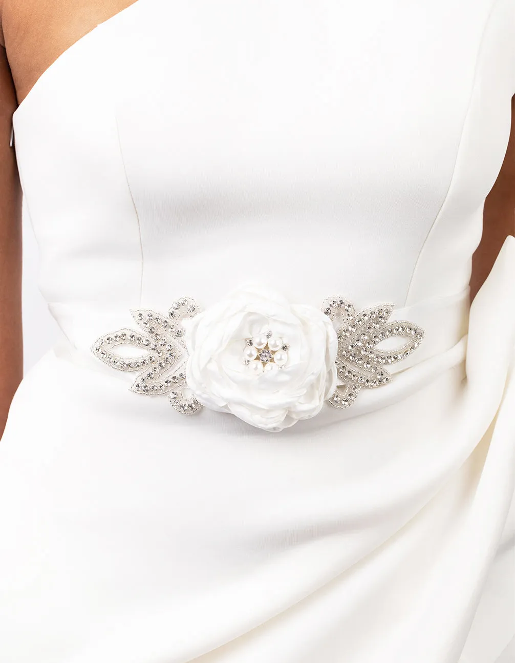 Flower Detail Sash with Diamantes
