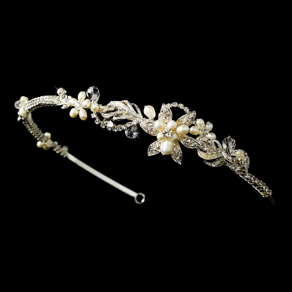 Freshwater Pearl Crystal Star Flower Bridal Headband