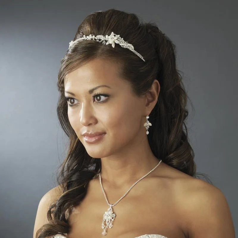 Freshwater Pearl Crystal Star Flower Bridal Headband