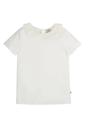Frugi Ada Collar T-Shirt Soft White