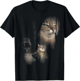 funny cat and wine art print short T-Shirt
