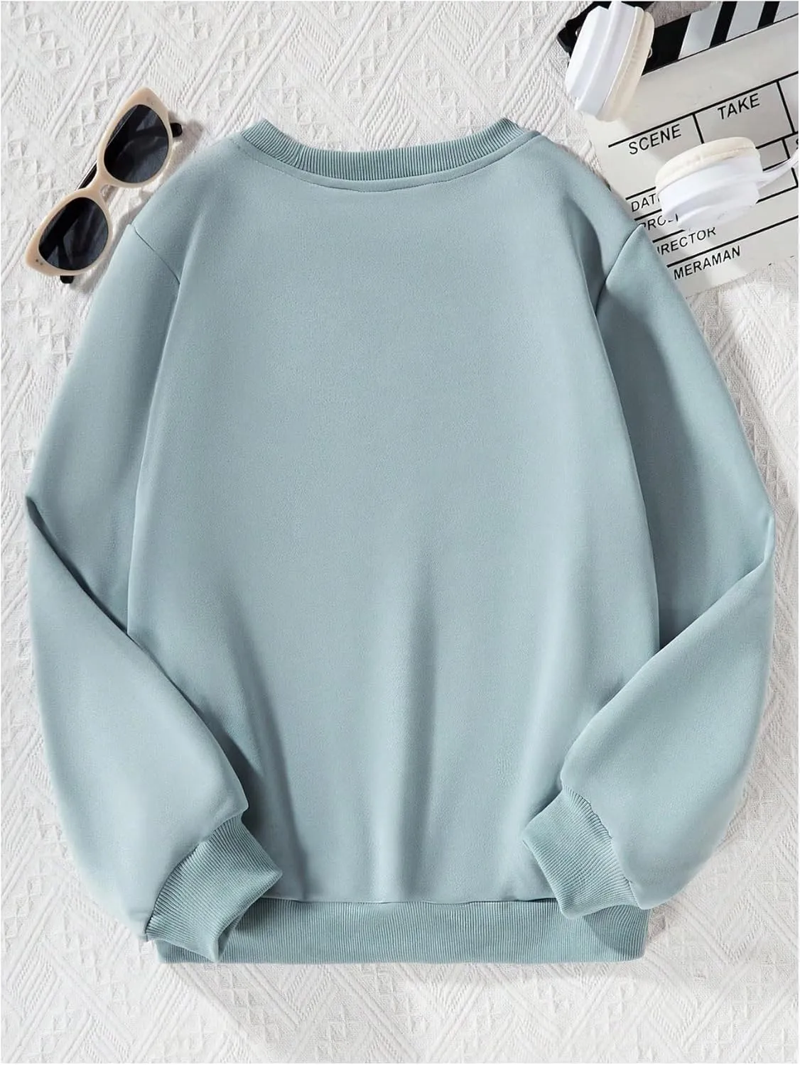 Girl's Cartoon Graphic Long Sleeve Crewneck Sweatshirts Drop Shoulder Cute Pullover Tops T Shirt