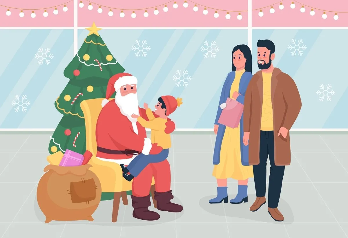 Giving gifts color vector illustration set